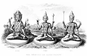 Engraving of Brahma, Vishnu and Shiva Engraving of Brahma, Vishnu and Shiva