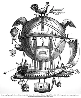 Engraving depicting the Minerva Balloon