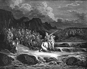 Engraving of Judas Maccabaeus leading army Engraving of Judas Maccabaeus leading army