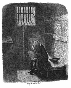 Fagin in the condemned cell in Newgate prison awaiting his execution. George Cruikshank Fagin in the condemned cell in Newgate prison awaiting his execution. George Cruikshank