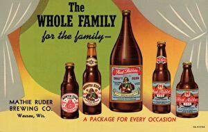 English Text Gallery: The Whole Family Beer Advertisement. ca. 1941, An advertisement for Mathie Ruder Brewing Company