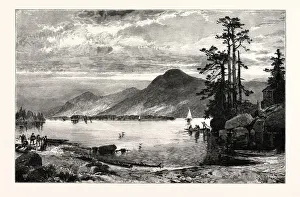 FOURTEEN-MILE ISLAND, LAKE GEORGE. THOMAS MORAN, England was an American painter