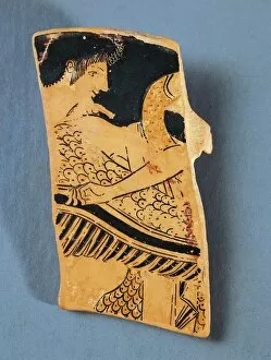 Fragment of Attic plate depicting Apollo flying on a swan to the country of the Hyperboreans, by painter Euphronios