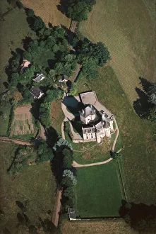 France, Auvergne, Aerial view of castle at Cantal France, Auvergne, Aerial view of castle at Cantal
