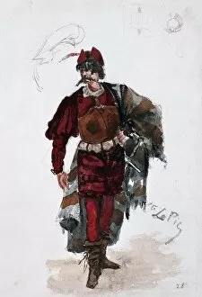 France, Paris, Costume design for Sparafucile in Rigoletto by Giuseppe Verdi