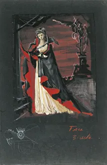 Ominous Gallery: France, Paris, Costume sketch for Tosca in act II inopera tosca by Giacomo Puccini (1858-1924)