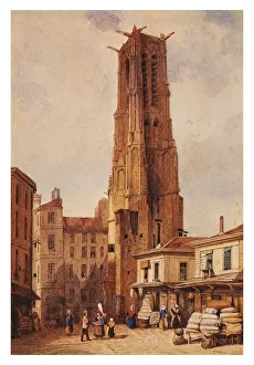France, Paris, Saint-Jacques Tower by Francois-Etienne Villeret, drawing France, Paris, Saint-Jacques Tower by Francois-Etienne Villeret, drawing