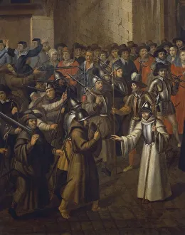 France, Rouen, Procession of Holy League, close-up France, Rouen, Procession of Holy League, close-up