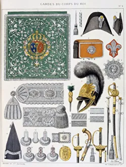 French military accoutrements of the royal guard. From Histoire de la maison militaire French military accoutrements of the royal guard. From Histoire de la maison militaire