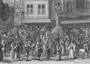 French Religious Wars: Paris during the League (La Ligue). Procession of the League French Religious Wars: Paris during the League (La Ligue). Procession of the League