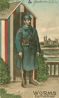 French soldier on guard in occupied German French soldier on guard in occupied German