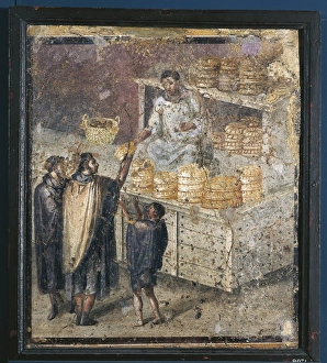 Fresco with distribution of bread from Tablinum at Pompeii Fresco with distribution of bread from Tablinum at Pompeii