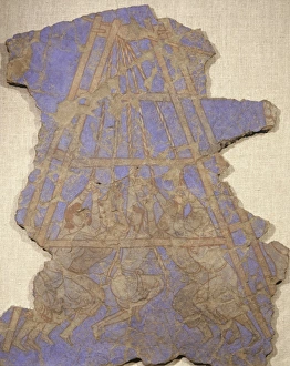 <b class=qtipBold><figcaption>Fresco, Siege engine</figcaption></b><br>Tajik civilization. Mural painting of siege machine Fresco, Siege engine