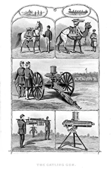 Gatling rapid fire gun (1861-1862): various models. From The Science Record New York, 1862 Gatling rapid fire gun (1861-1862): various models. From The Science Record New York, 1862