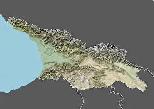 Georgia Gallery: Georgia, Relief Map With Border and Mask