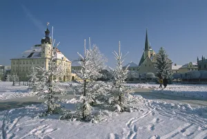 Germany, Bavaria, Altotting, winter view, with snow surrounding the area Germany, Bavaria, Altotting, winter view, with snow surrounding the area