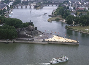 Germany, Koblenz, overhead view of the spur between the Mosel and the Rhine Germany, Koblenz, overhead view of the spur between the Mosel and the Rhine