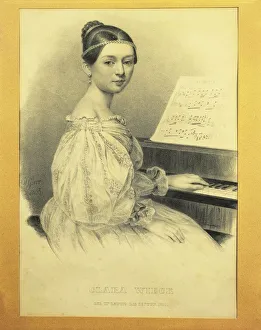 Germany, Portrait of Clara Wieck (1819-1896) at age fifteen, engraving Germany, Portrait of Clara Wieck (1819-1896) at age fifteen, engraving