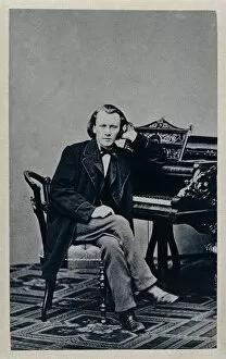 Images Dated 12th March 2014: Germany, portrait of German composer, pianist and conductor, Johannes Brahm at piano