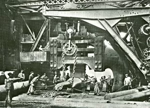 Images Dated 1st January 1900: Giant steam hammer Fritz in action at Krupp works