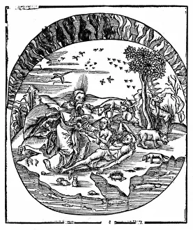 God creating Eve from Adam's rib. Bible Genesis. Illustrates Thales' concept God creating Eve from Adam's rib. Bible Genesis. Illustrates Thales' concept