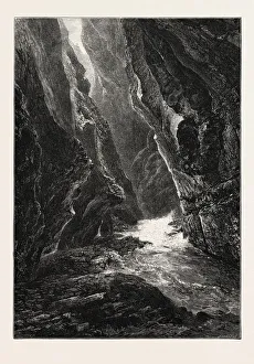 GORGE OF THE TAMINA, PFAFERS, Switzerland, 19th century engraving GORGE OF THE TAMINA, PFAFERS, Switzerland, 19th century engraving