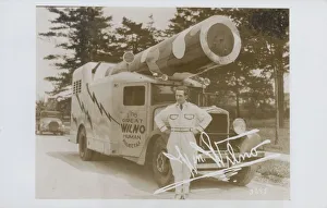 The Great Wilno. ca. 1935, USA, The Great Wilno, a human cannon ball, stands beside his specially designed truck The Great Wilno. ca. 1935, USA, The Great Wilno, a human cannon ball, stands beside his specially designed truck