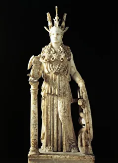 Greek civilization, Statue of Athena Parthenos, Roman copy of an original by Phidias Greek civilization, Statue of Athena Parthenos, Roman copy of an original by Phidias