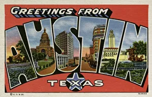 Greeting Card from Austin, Texas. ca. 1937, Austin, Texas, USA, Greeting Card from Austin Greeting Card from Austin, Texas. ca. 1937, Austin, Texas, USA, Greeting Card from Austin