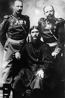Grigori yefimovich rasputin (seated) with two russian officers, 1890s Grigori yefimovich rasputin (seated) with two russian officers, 1890s