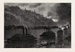 Gunboats Passing Vicksburg, American Civil War, United States of America, Us, USA