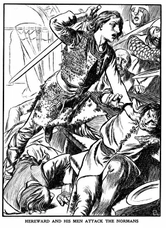 Hereward the Wake, 11th century Anglo-Saxon leader, attacking Peterborough Abbey Hereward the Wake, 11th century Anglo-Saxon leader, attacking Peterborough Abbey