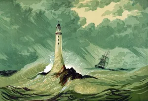 Civil Engineering History Prints: Third Eddystone lighthouse on Eddystone Rocks