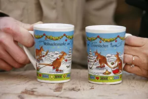 Images Dated 28th August 2000: Hot wine cups at Munich christmas market