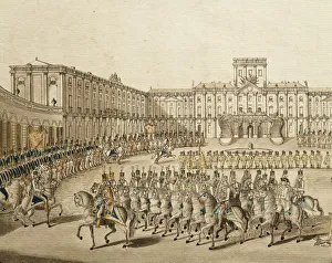 Hungary, Fertod, Military exercise at Esterhazy Castle, built by Prince Nikolaus Hungary, Fertod, Military exercise at Esterhazy Castle, built by Prince Nikolaus
