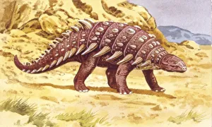 <b class=qtipBold><figcaption>Illustration of Hylaeosaurus</figcaption></b><br>Palaeozoology - Cretaceous period - Dinosaurs - Hylaeosaurus - Art work<br><em>© DEA PICTURE LIBRARY</em> Illustration of Hylaeosaurus
