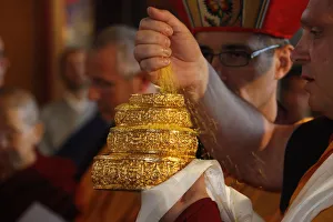 Installation of Buddha's relics in the Vincennes Buddhist temple Tibetan mandala Installation of Buddha's relics in the Vincennes Buddhist temple Tibetan mandala