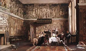 Interior of Haddon Hall by John Laslett Pott (1837-1901) British history painter Interior of Haddon Hall by John Laslett Pott (1837-1901) British history painter