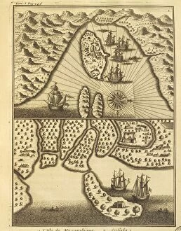 Island of Mozambique, from Portuguese discoveries by Francois Lafitau, 1733
