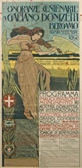 Italy, Bergamo, Poster commemorating 100th anniversary of birth of Italian composer Italy, Bergamo, Poster commemorating 100th anniversary of birth of Italian composer