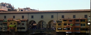 Italy, Florence, Ponte Vecchio bridge over Arno River Italy, Florence, Ponte Vecchio bridge over Arno River
