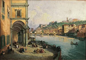 Italy, Florence, View of Florence with Ponte alle Grazie by Emilio Burci Italy, Florence, View of Florence with Ponte alle Grazie by Emilio Burci