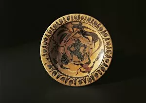 Italy, Lazio, Canino, Black-figure plate painted by the Painter of Tityos from the Grave no.177 in Vulci, circa 520 B.C