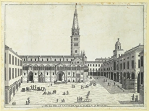 Italy, Modena, Duomo (Cathedral) and Grande Square, with Palazzo Comunale on right Italy, Modena, Duomo (Cathedral) and Grande Square, with Palazzo Comunale on right