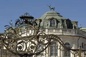 Italy, Piedmont Region, Stupinigi, entrance gate with House of Savoy coat of arms at Italy, Piedmont Region, Stupinigi, entrance gate with House of Savoy coat of arms at