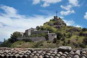 Italy, Rimini, Emilia-Romagna, cross on summit of hill Italy, Rimini, Emilia-Romagna, cross on summit of hill