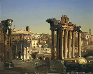 Italy, Rome, View of the Roman Forums with Temple of Vespasian, Arch of Septimius Severus Italy, Rome, View of the Roman Forums with Temple of Vespasian, Arch of Septimius Severus
