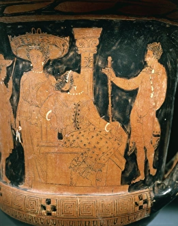 Italy, Sicily, Necropolis of Fusco, Detail of Attic krater (vase used to mix wine and water) Italy, Sicily, Necropolis of Fusco, Detail of Attic krater (vase used to mix wine and water)