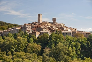 Italy, Tuscany, San Casciano dei Bagni, crowded buildings of village on top of hill Italy, Tuscany, San Casciano dei Bagni, crowded buildings of village on top of hill