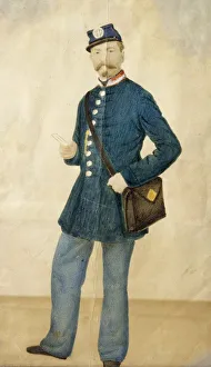 Italy, Uniform of courier of the Grand Duchy of Tuscany, watercolor, 1862 Italy, Uniform of courier of the Grand Duchy of Tuscany, watercolor, 1862